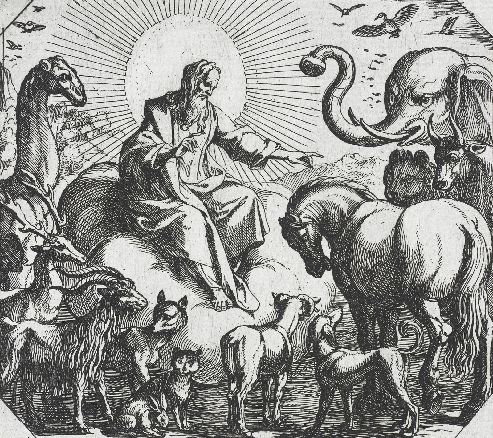 God Creating the Land Animals — Antonio Tempesta, 1600