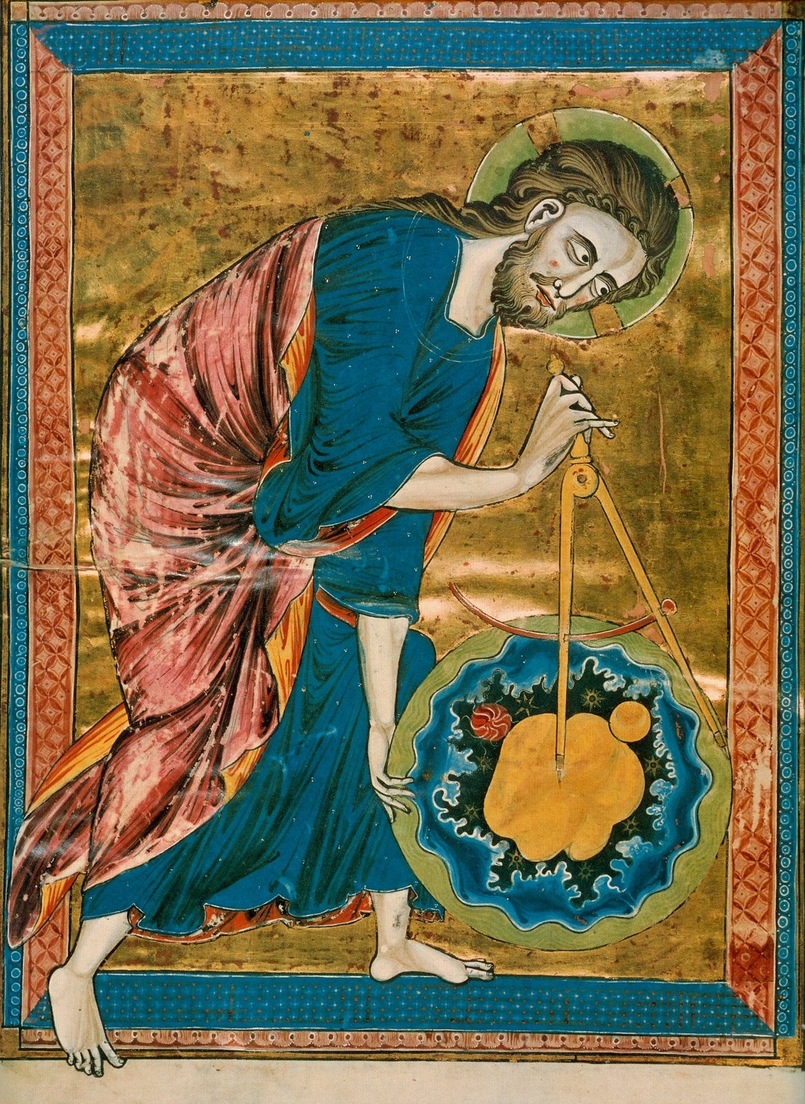 God as Architect/Builder/Geometer/Craftsman, The Frontispiece of Bible Moralisee — Unknown Artist, 1220